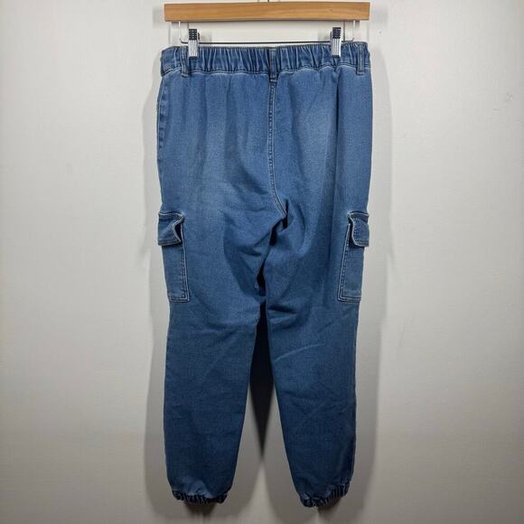 Vanilla Star Jogger Jeans Women M Blue Cargo Mid Rise Stretch Waist Relaxed Pant - Picture 2 of 6